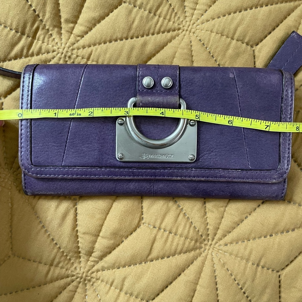B. Makowsky Purple Leather Wallet with Silver Accents - Picture 6 of 7